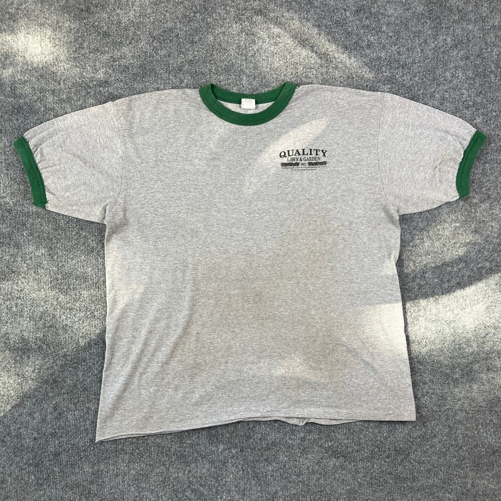 Augusta Ringer T-Shirt Mens Size 2XL Gray Green Lawn Garden Retro Workwear Tee